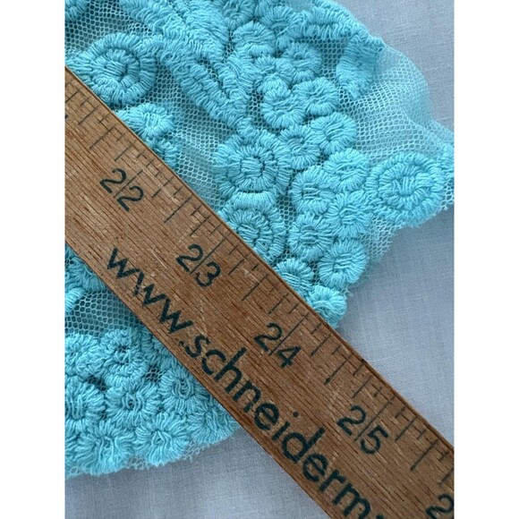 Blue Sheer Embroidered Lace Top Womens Medium Floral Boho Festival Layer Beach - Picture 12 of 13